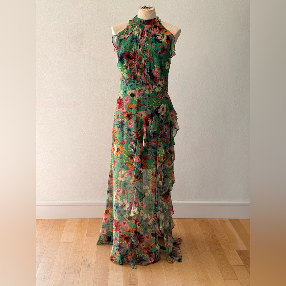 Betsy & Adam Green Floral Halter Maxi Dress
